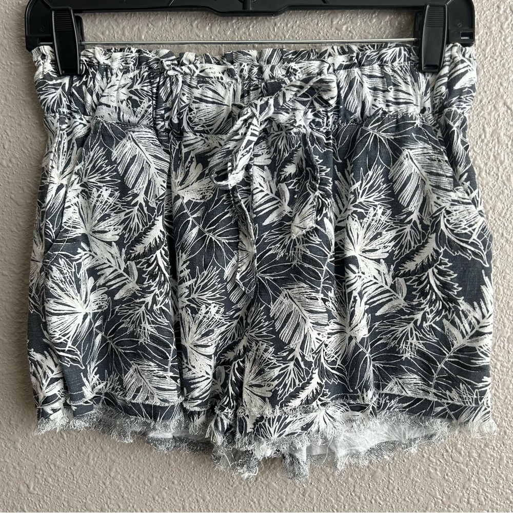 Rewash linen blend‎ floral beach raw hem pull-on shorts